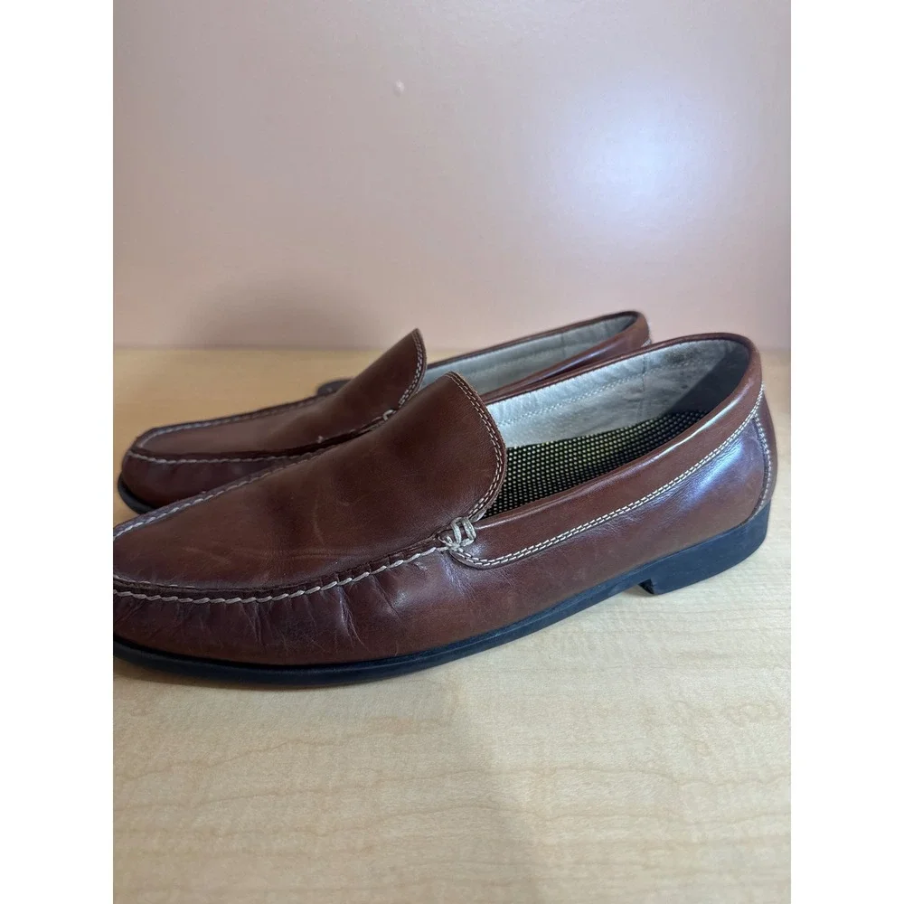 Nunn Bush Mens Brown Leather Slip On Loafers Moc Toe Shoes 84294-200 Size 12M
